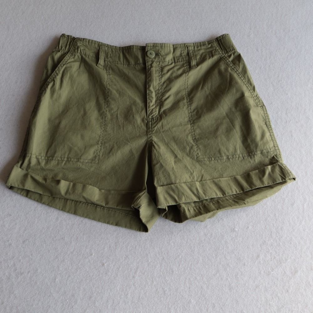 Sanctuary Women Olive Green Utility Cargo Shorts Cuffed Size L Outdoor